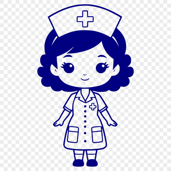 A detailed illustration of a female nurse in full body attire, suitable for professional design projects.