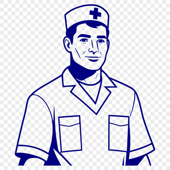A professional illustration of a male nurse in uniform, suitable for educational or commercial use.