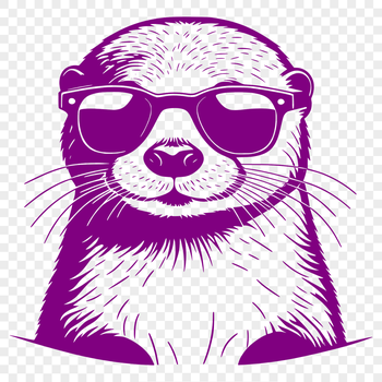An otter wearing sunglasses in a playful pose.