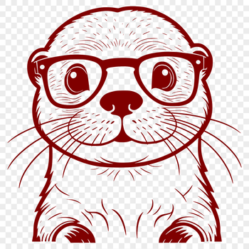 An illustration of a smiling otter wearing glasses in a playful pose.