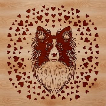A high-quality vector illustration of a Shetland sheepdog's head, suitable for digital designs.