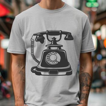 A simplified icon of a telephone with clean lines and minimal details.