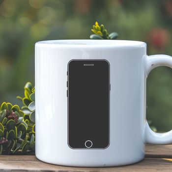 A detailed illustration of a mobile phone with sleek design elements.