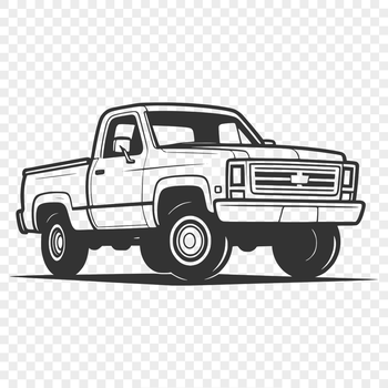 A simple illustration of a pickup truck designed as a vector graphic.