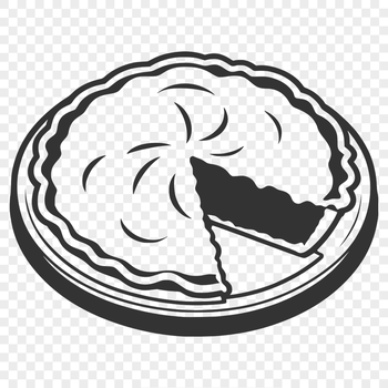 A digital illustration of a slice of pie, suitable for use in vector design projects.