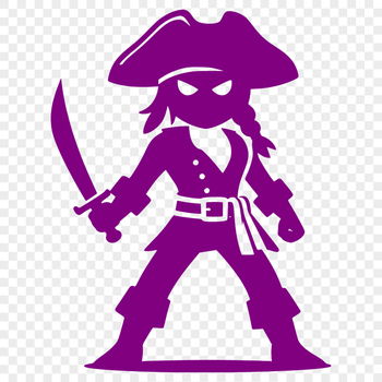 A detailed illustration of a pirate, suitable for cutting with a Cricut or other cutting machine.