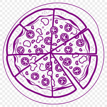 A digital illustration of a slice of pizza, made using vector graphics.