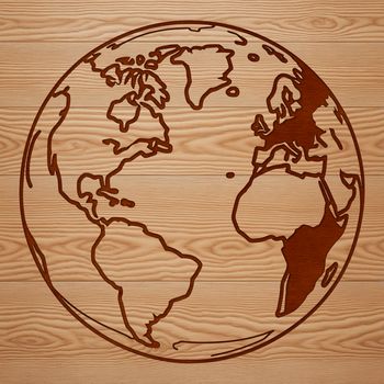 A digital vector illustration of the Earth globe in 3D perspective.