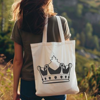 A detailed crown design made from geometric shapes and lines in a vector format.