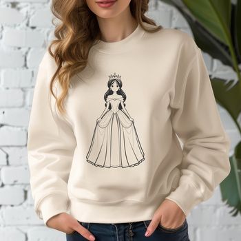 An SVG graphic representation of a girl dressed as royalty, suitable for various design applications.