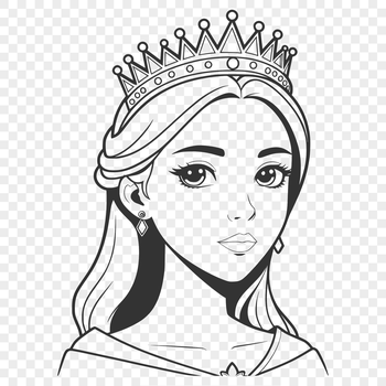 An SVG vector art design featuring a girl dressed as a royalty figure.