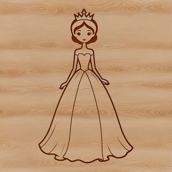 A digital illustration of a young female princess in a traditional gown, suitable for crafting and design projects.