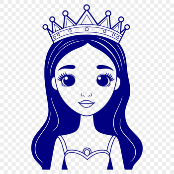 A vector graphic design featuring a smiling girl dressed as a princess.