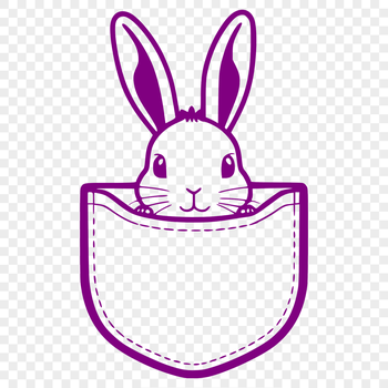 A simple illustration of a rabbit's head peeking out from a pocket.