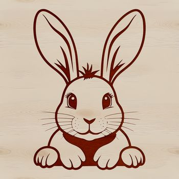A simple illustration of a rabbit's head, suitable for various designs and projects.