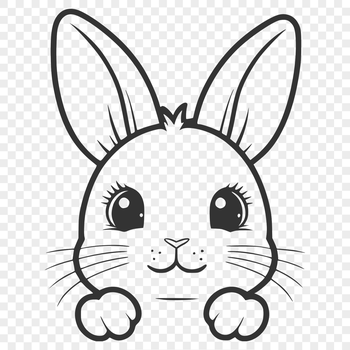 A detailed illustration of a rabbit's head, suitable for vector graphics and cutting machine designs.