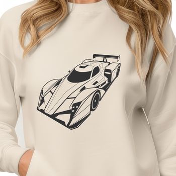 A high-speed racing car with sleek design features.