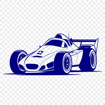 Racing car vector design in bold lines and geometric shapes.