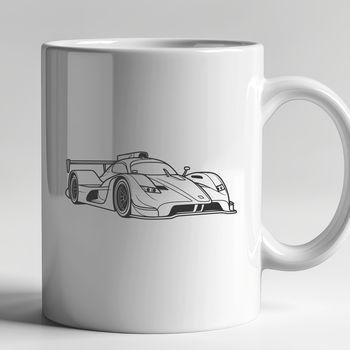 A sleek racing vehicle with bold lines and curves, designed as vector art for digital use.