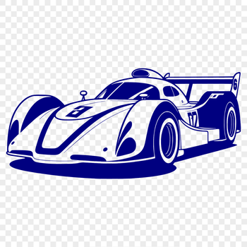 A high-speed racing car in motion, illustrated as a vector graphic.