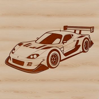 An illustration of a racing vehicle in motion, created as a vector graphic.