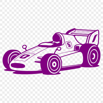 A sleek racing vehicle with bold design, suitable for vector art projects.