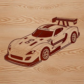 A high-resolution vector image of a speeding racing car with sleek design.