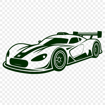 High-resolution vector graphic of a speeding racing vehicle with detailed design elements.