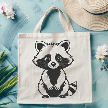 An SVG design of a raccoon suitable for digital cutting machines and laser engraving.