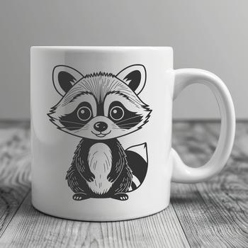 A simple vector illustration of a raccoon designed for digital crafting projects.