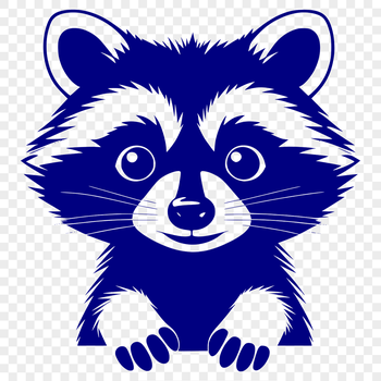 A digital illustration of a raccoon's face peeking out from behind a tree branch.