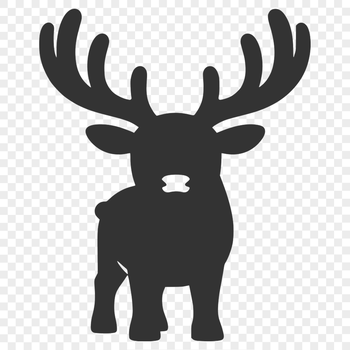 A stylized illustration of a reindeer in silhouette, suitable for commercial or personal use.