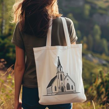 A stylized illustration of a traditional Baptist church with a prominent steeple.