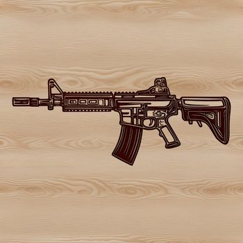 An outline representation of a gun, optimized for digital crafting with vector art software.