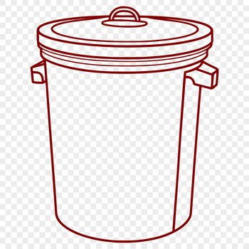 A minimalist illustration of a modern trash can with a simple lid and body, suitable for vector design projects.