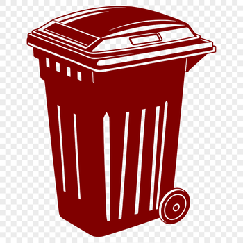An illustrative vector image of a standard trash can with a lid.
