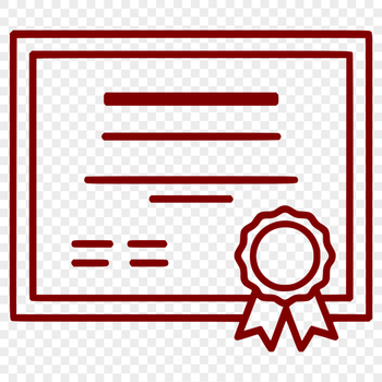 A stylized illustration of a graduation scroll with a certificate or diploma motif.
