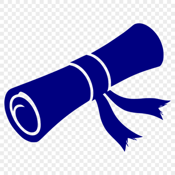 A flat design vector illustration of a graduation scroll with diploma paper texture.