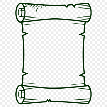 A detailed illustration of a scroll with a rolled parchment and a ribbon tied around it.
