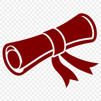 A digital illustration of a traditional graduation scroll with a diploma at the top.