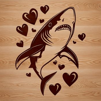 A cartoon shark with heart symbols above its head, emphasizing love and affection for sea creatures.