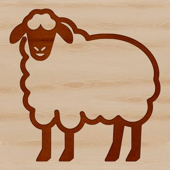 A simple line drawing of a farm animal, an illustration of a sheep.