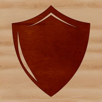 A digital illustration of a medieval-style shield with intricate design elements.