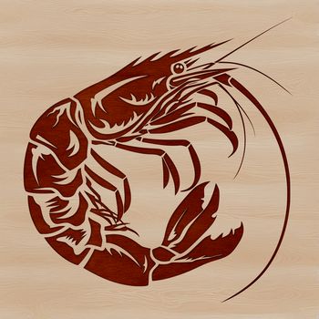 A detailed vector illustration of a shrimp, suitable for graphic design and crafting projects.