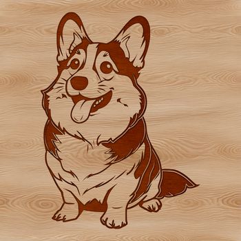 A vector illustration of a seated Welsh Corgi breed dog with realistic features.