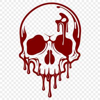 A detailed illustration of a skull with dripping liquid effects, suitable for vector graphics and digital design.