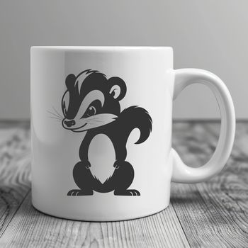 An SVG graphic representation of a wild animal, commonly known as a skunk.