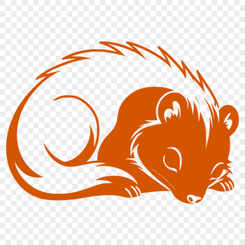 A sleeping skunk in a natural environment, depicted as vector art.