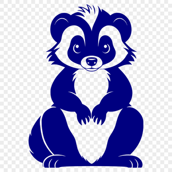 A detailed illustration of a skunk animal in black outline.