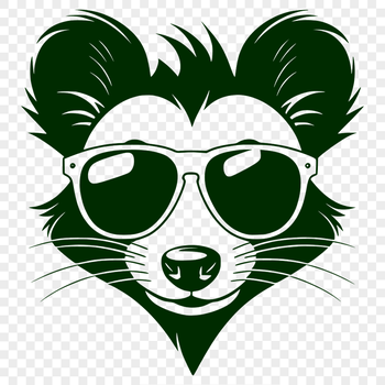 A cartoon skunk wearing sunglasses, suitable for digital design and creative projects.